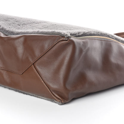 Celine Shearling Calfskin Vertical Zip Gusset Cabas Grey 10 of 10