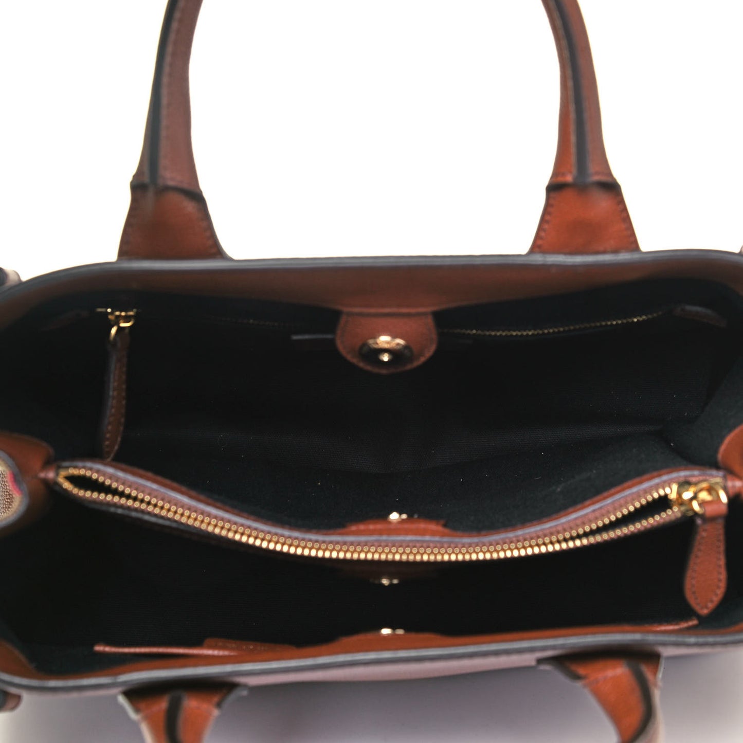 Grainy Calfskin House Check Medium Banner Tote Tan