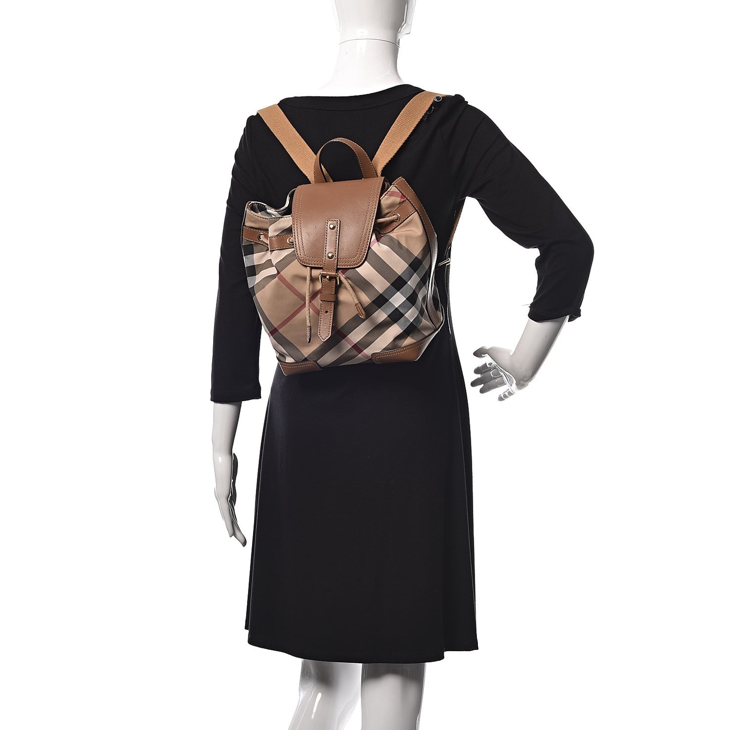Nylon Calfskin Nova Check Backpack Brown