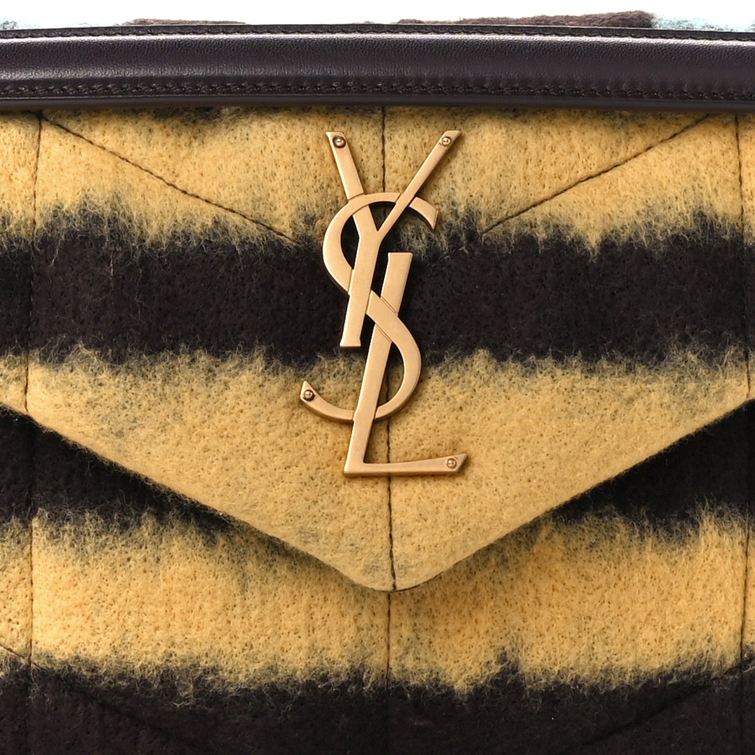 Saint Laurent Tie Dye Wool Quilted Small Loulou Puffer Monogram Chain Satchel Yellow Pacific Blue Dark Pecan 9 of 11