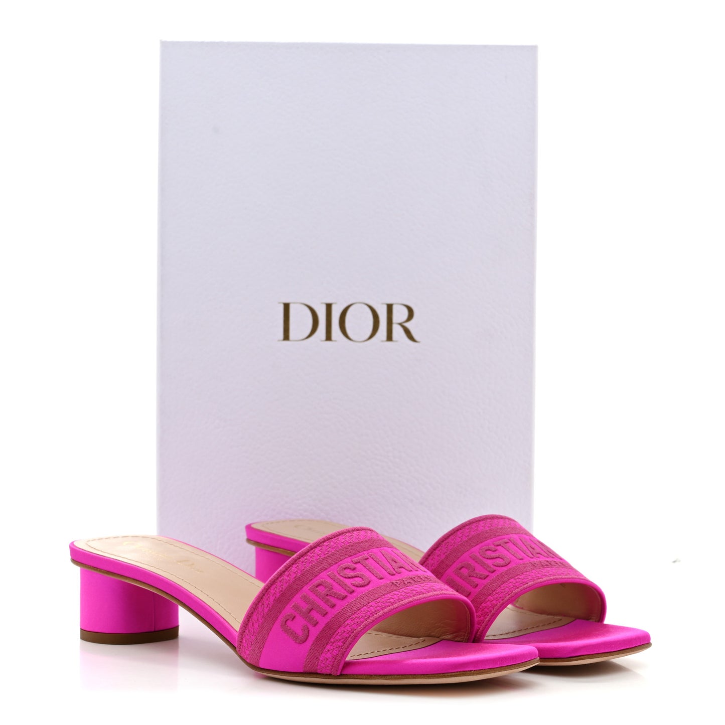 Satin Dioriviera Embroidered Dway 35mm Slide Sandals 40 Rani Pink