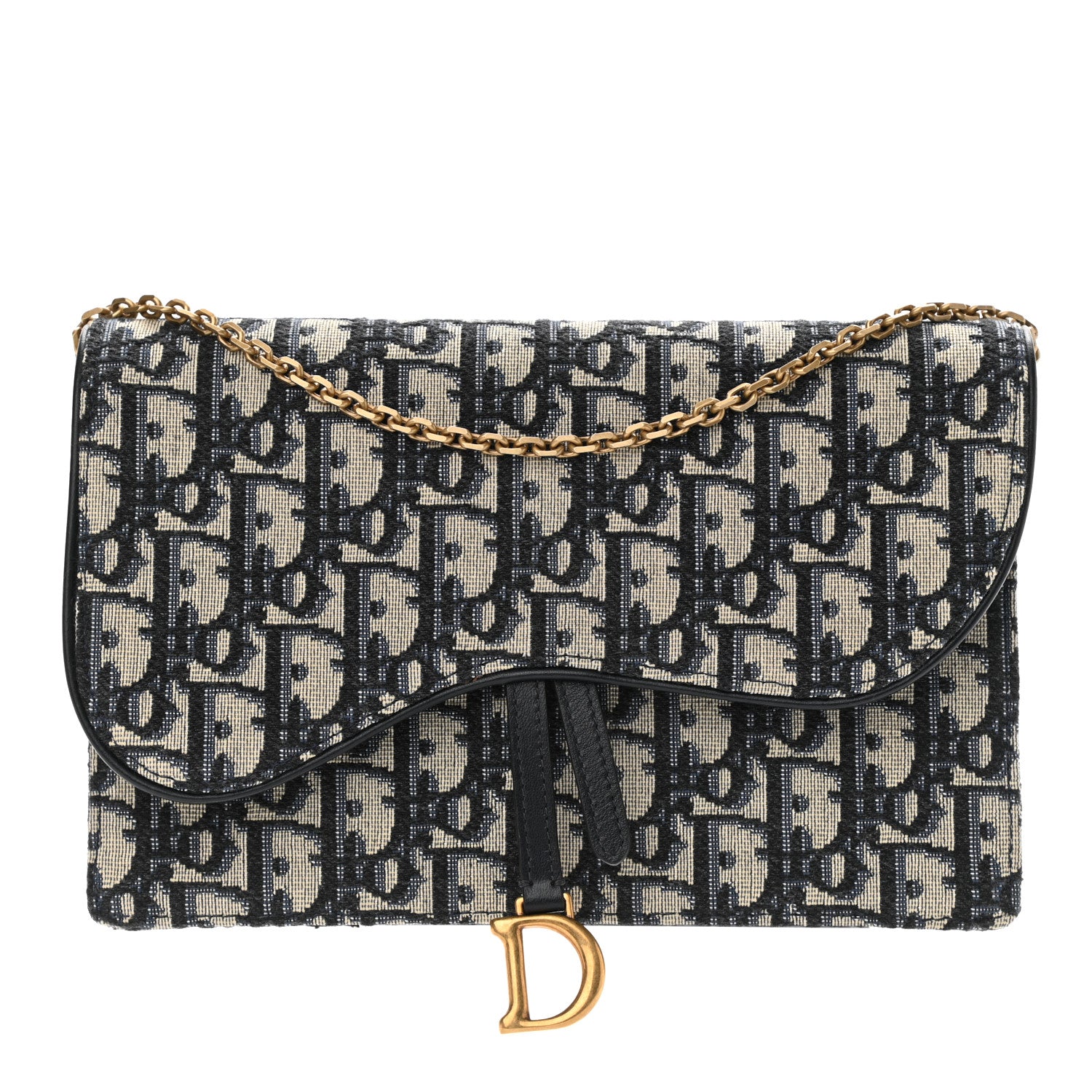 Christian Dior Oblique Saddle Chain Pouch Blue 1 of 9