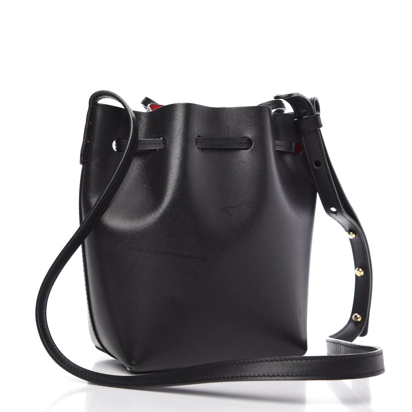 Vegetable Tanned Calfskin Mini Mini Bucket Bag Black Flamma
