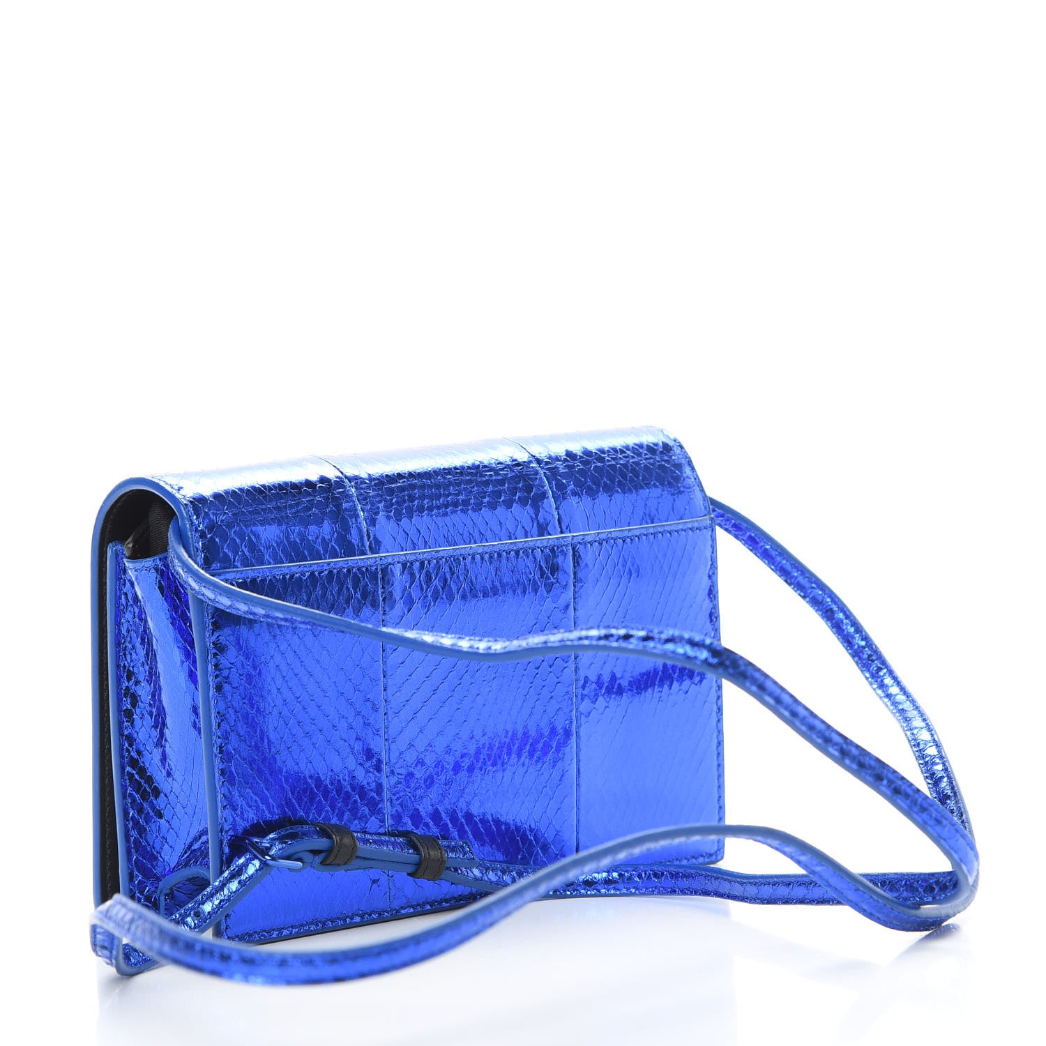 Saint Laurent Metallic Ayers Monogram Toy Kate Strap Wallet Blue Black 3 of 13