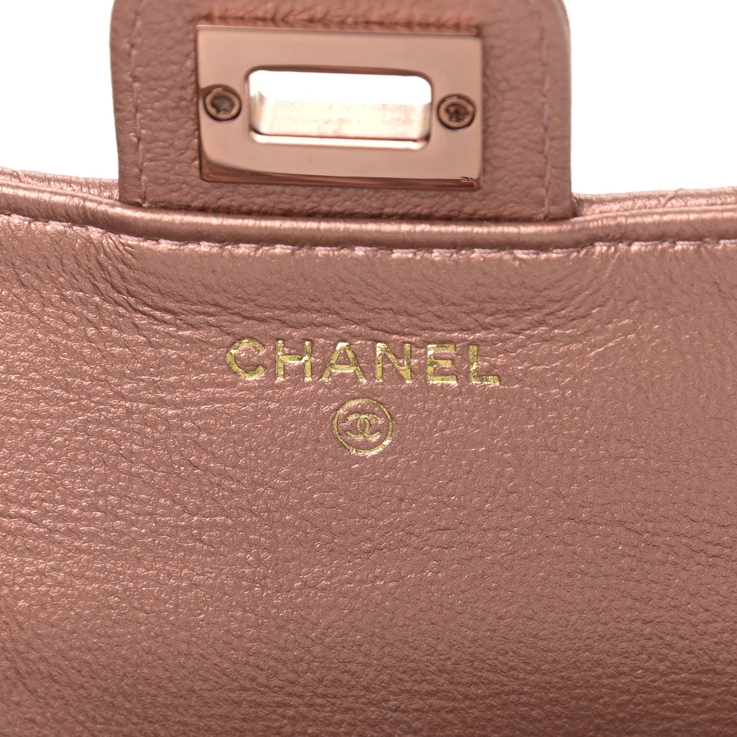 Chanel Metallic Grained Calfskin Quilted 2.55 Reissue Phone Holder With Chain Copper 7 of 11