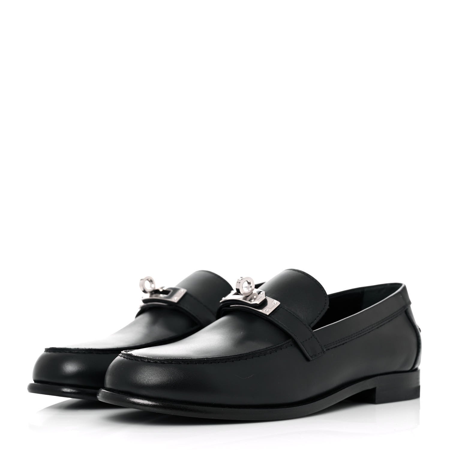 Hermes Calfskin Womens Destin Loafers 35.5 Black 3 of 8
