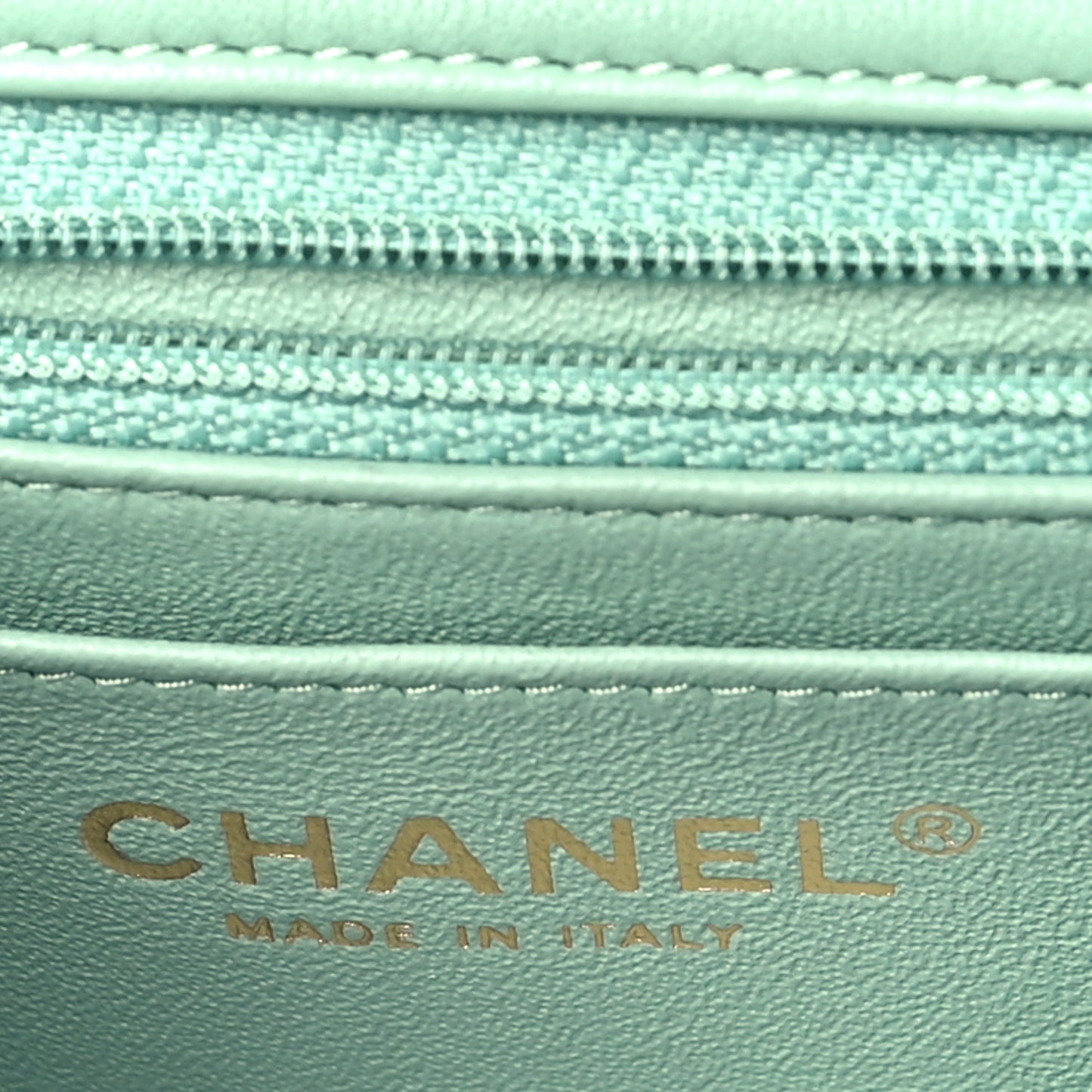 Lambskin Quilted Mini Rectangular Flap Light Green