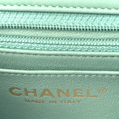 Chanel Lambskin Quilted Mini Rectangular Flap Light Green 6 of 9