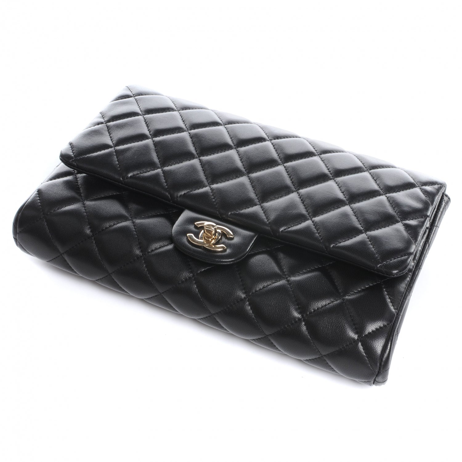 Chanel Lambskin Quilted Clutch Flap Black 4 of 8
