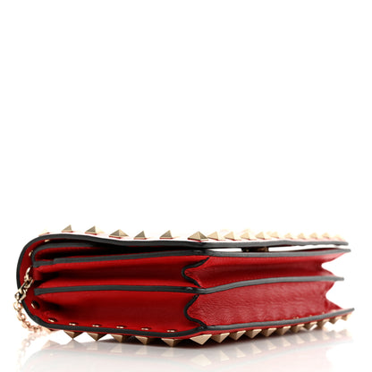 Valentino Garavani Vitello Rockstud Wallet On Chain Rouge Pur 4 of 11