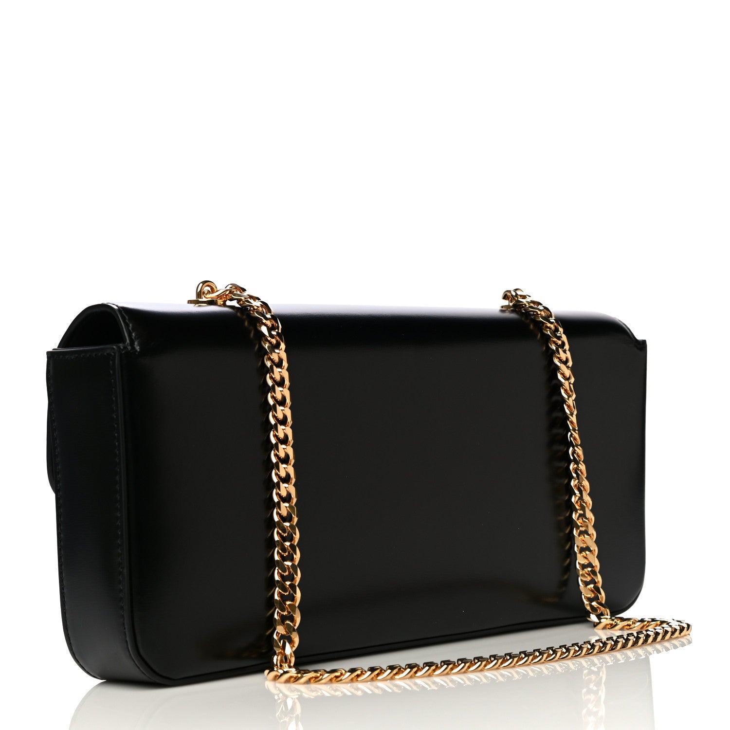 Celine Shiny Calfskin Triomphe Chain Bag Black 4 of 16