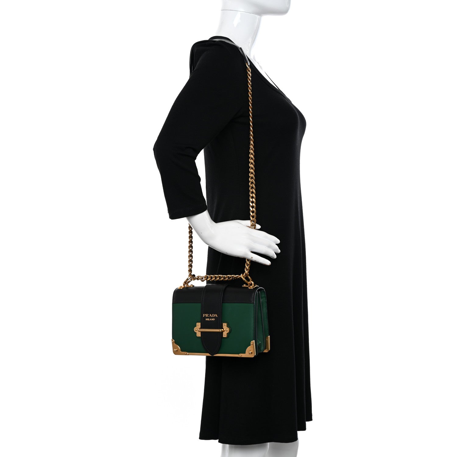 Prada City Calf Saffiano Cahier Bag Biliardo Black 2 of 9