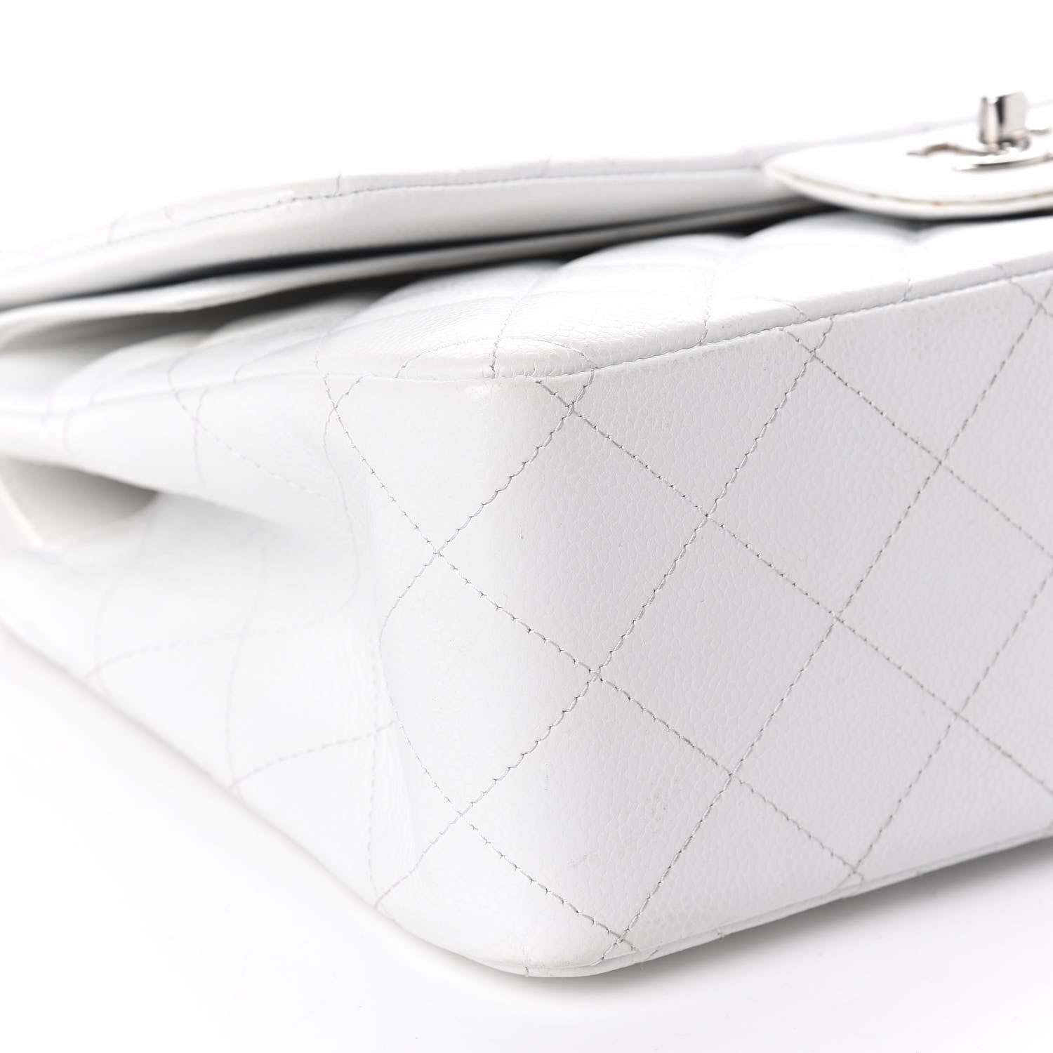 Chanel Caviar Quilted Jumbo Double Flap White 6 of 12
