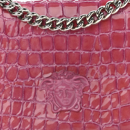 Versace Croc Stamped Patent Palazzo Sultan Shoulder Bag Praire Pink 7 of 10