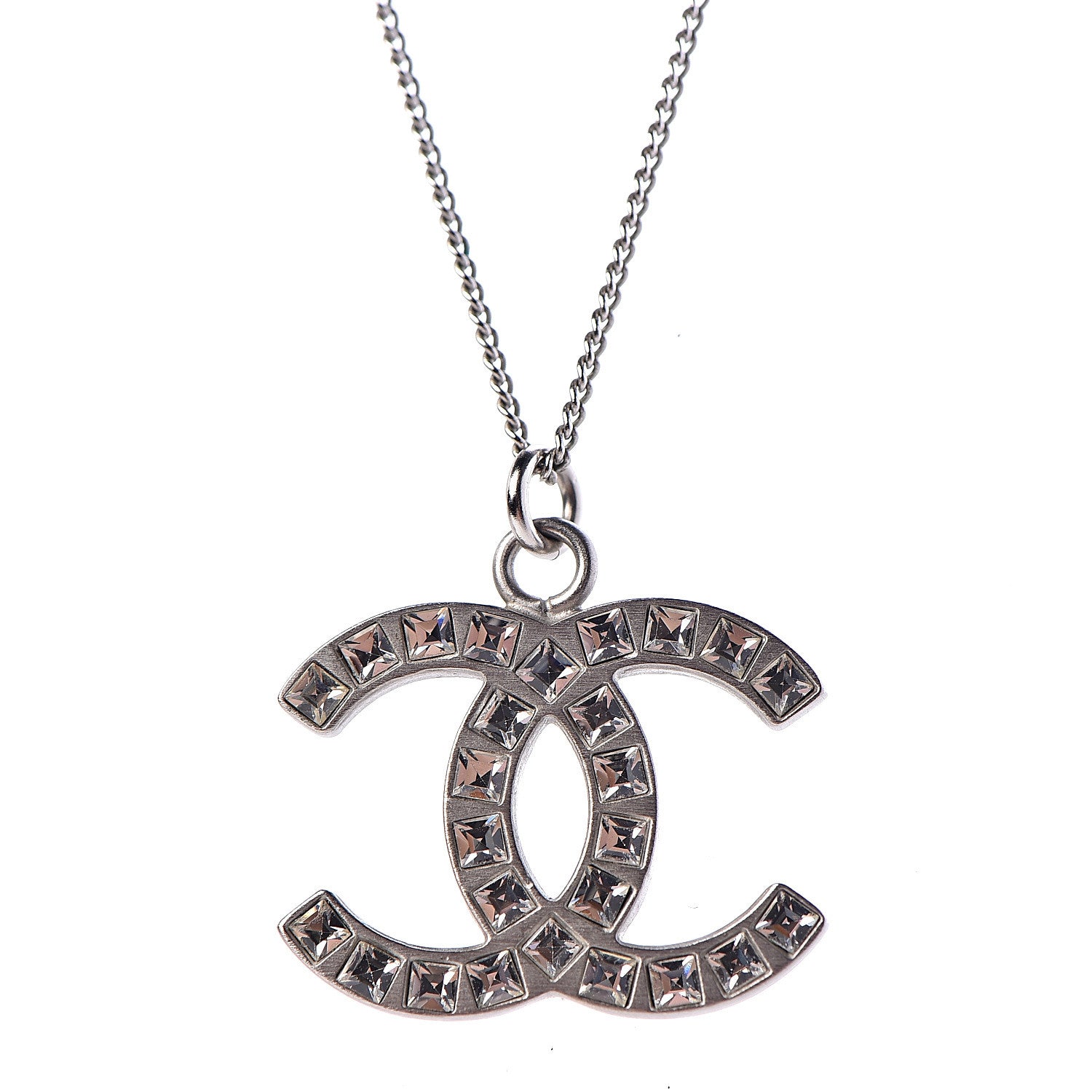 Chanel Baguette Crystal Large CC Necklace Silver 5 of 6