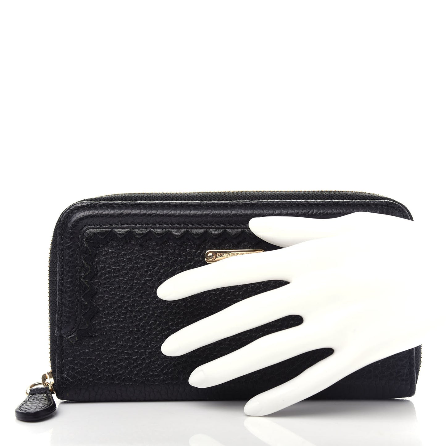 Grainy Calfskin Zip Around Wallet Black