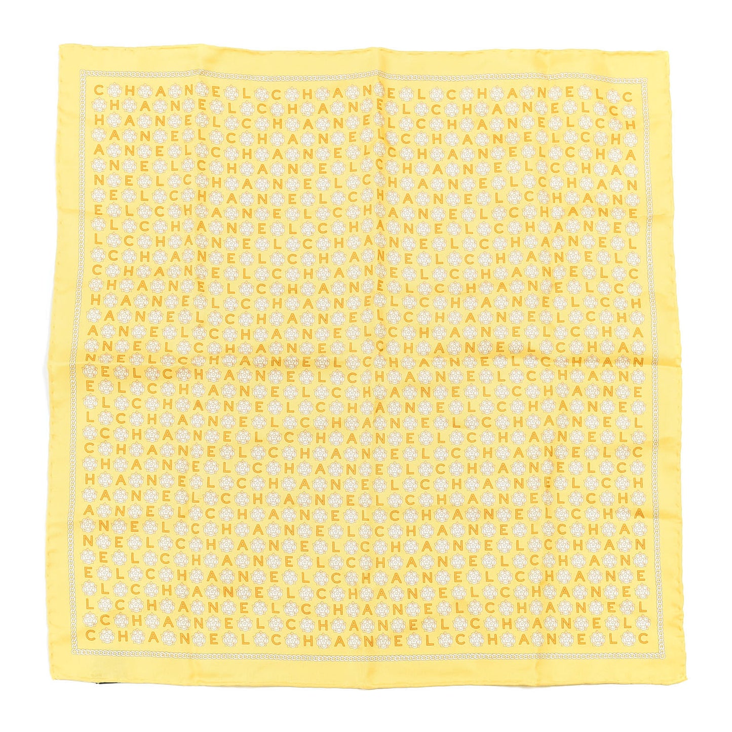 Silk Camellia Chain Pocket Square Scarf Yellow
