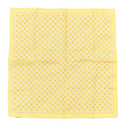 Chanel Silk Camellia Chain Pocket Square Scarf Yellow 1 of 3
