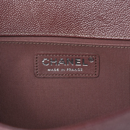 Chanel Metallic Caviar Chevron Quilted Medium Boy Flap Dark Pink 6 of 12