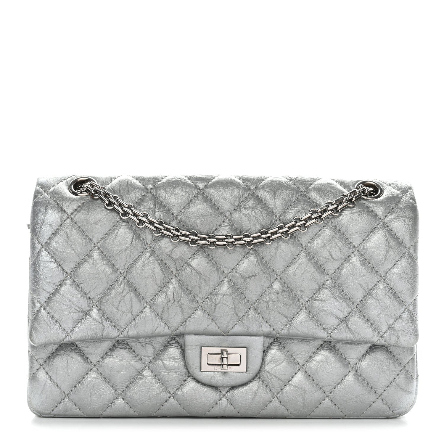 Chanel Metallic Aged Calfskin Quilted 2.55 Reissue 226 Flap Silver 2 of 34