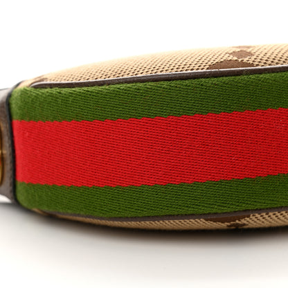 Gucci Monogram Jumbo GG Textured Dollar Calfskin Web Mini Ophidia Half Moon Hobo Camel Ebony New Acero 7 of 11