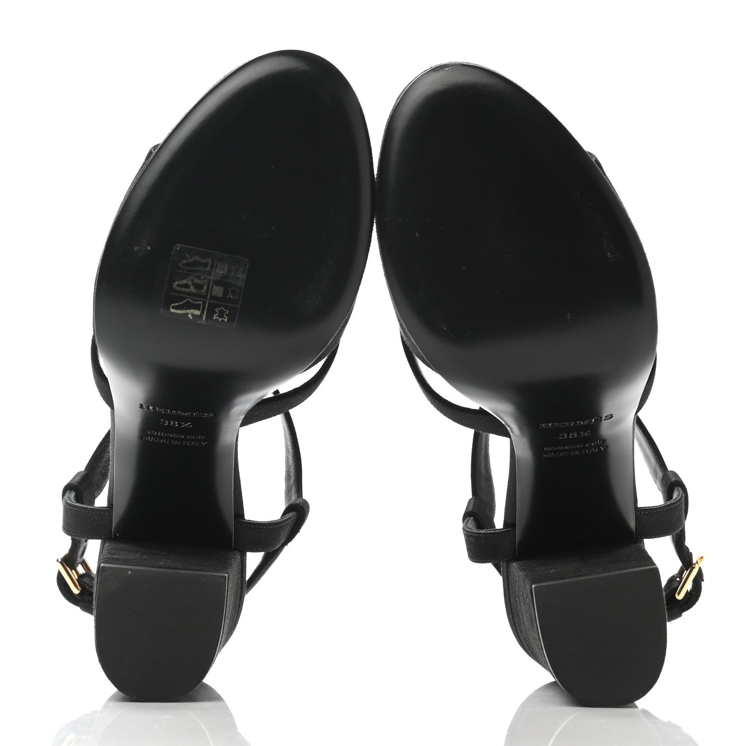 Hermes Velvet Goatskin Calas Sandals 38.5 Black 5 of 9