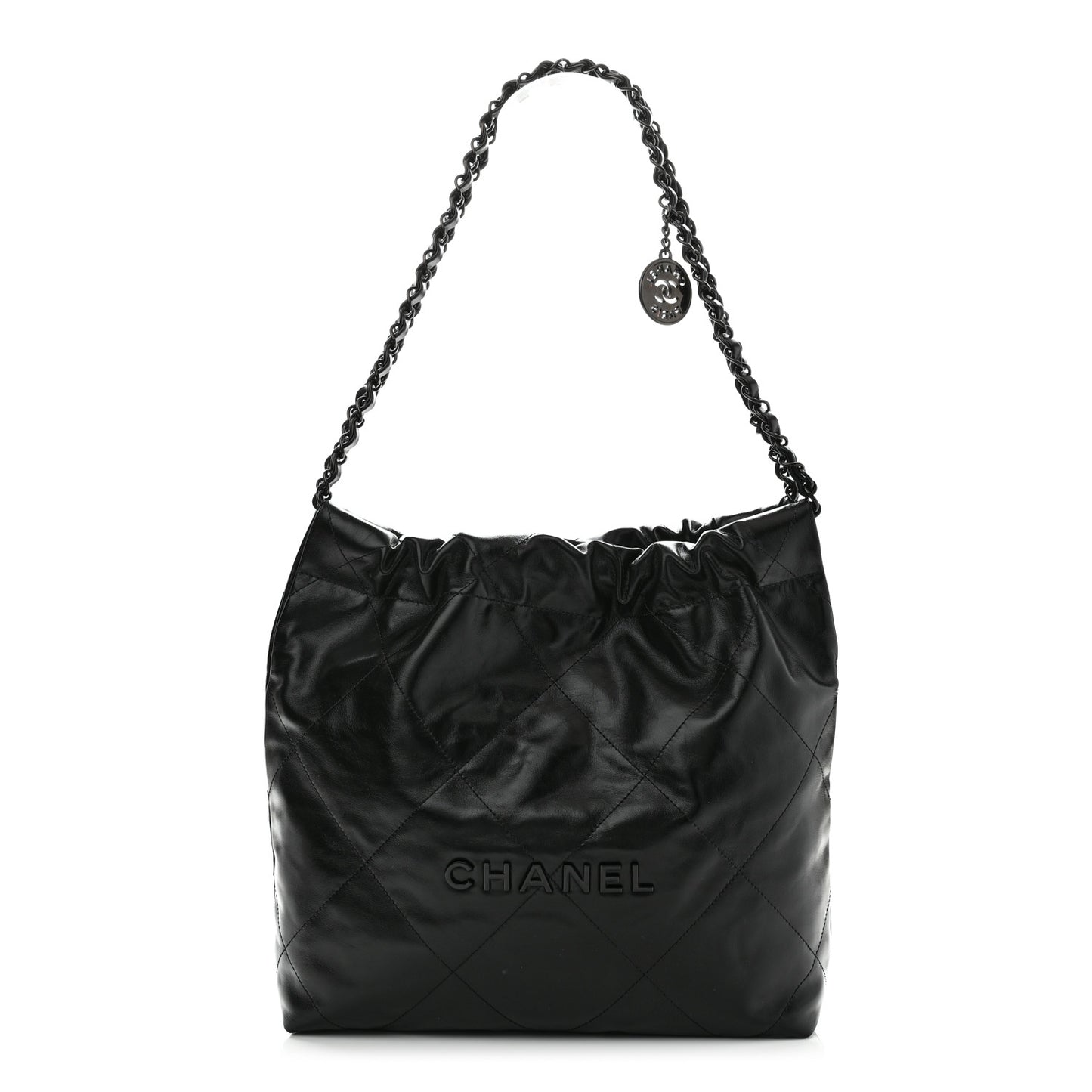 Shiny Calfskin Quilted Small Chanel 22 So Black