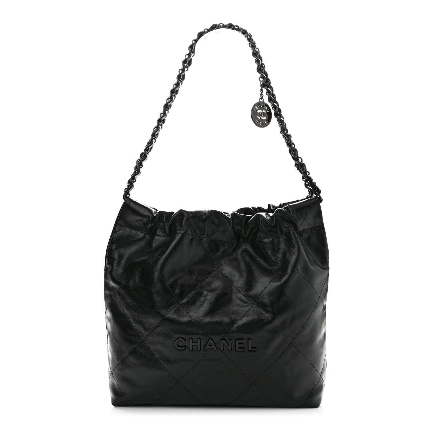 Chanel Shiny Calfskin Quilted Small Chanel 22 So Black 1 of 12