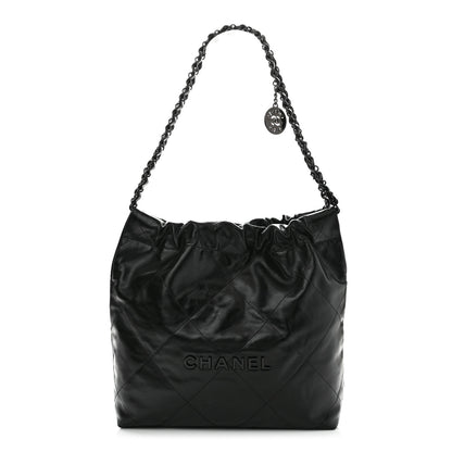 Chanel Shiny Calfskin Quilted Small Chanel 22 So Black 1 of 12