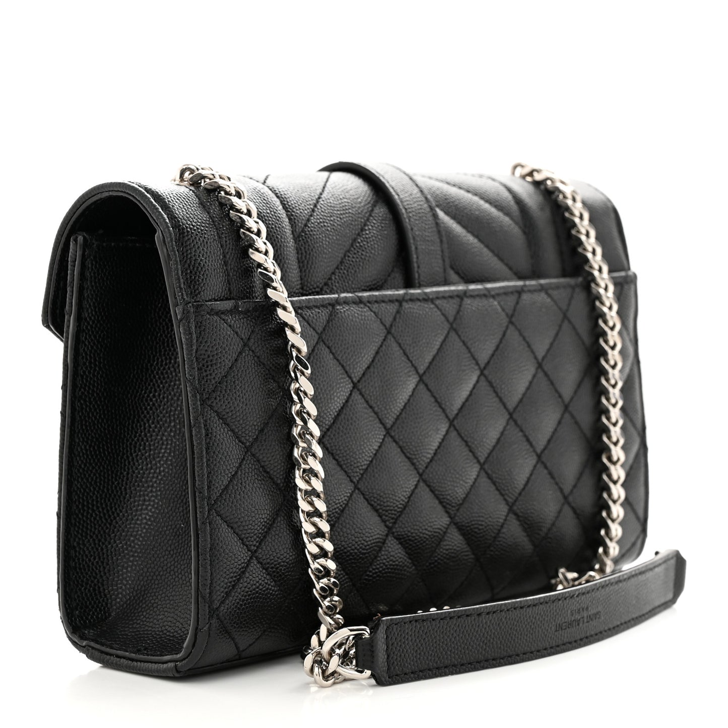 Grain De Poudre Textured Mixed Matelasse Triquilt Small Monogram Satchel Black
