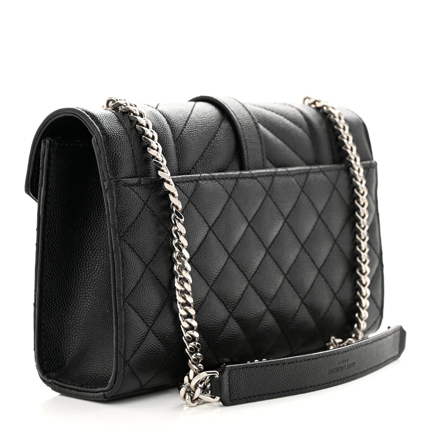 Saint Laurent Grain De Poudre Textured Mixed Matelasse Triquilt Small Monogram Satchel Black 3 of 10