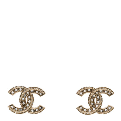 Chanel Crystal Timeless CC Earrings Light Gold 1 of 5