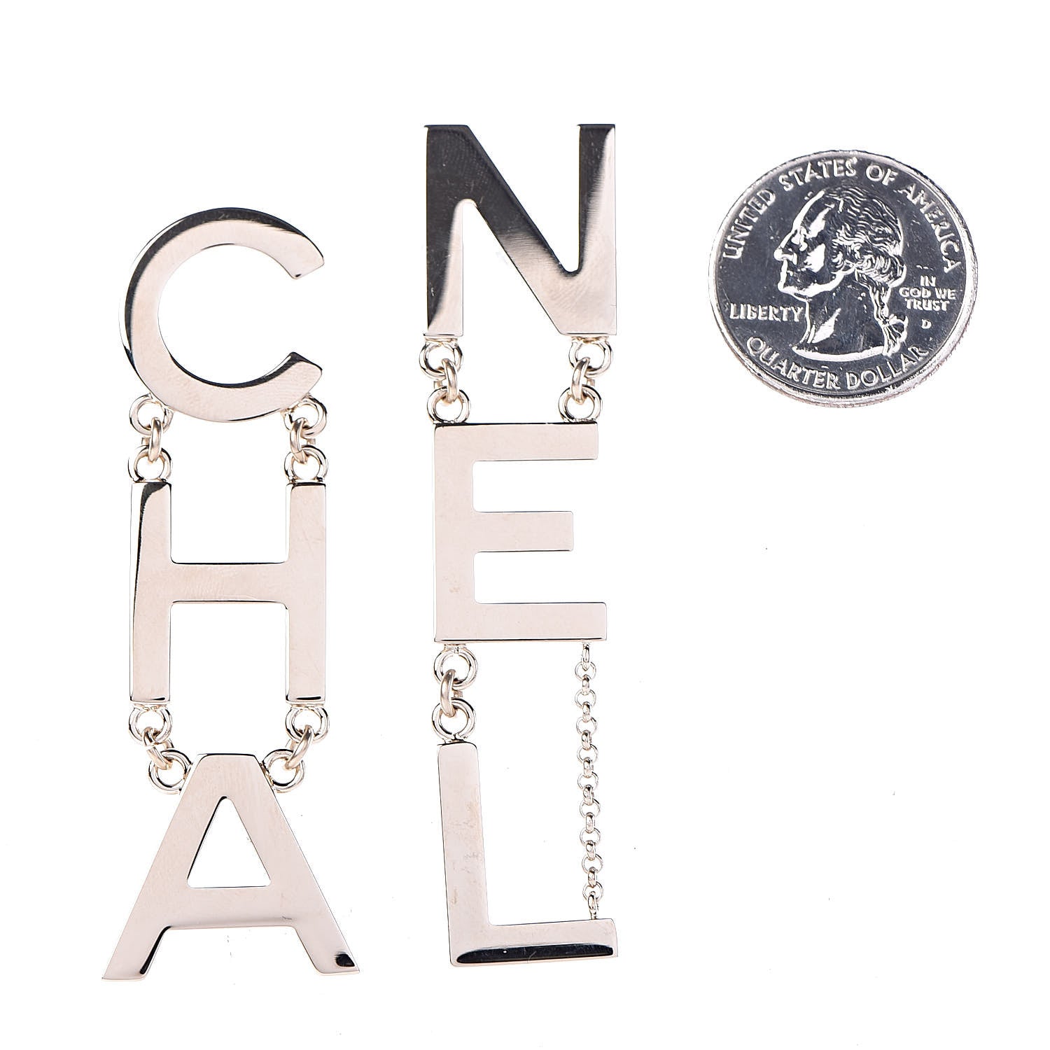 Chanel Metal Cha-Nel Logo Drop Earrings Gold 2 of 5