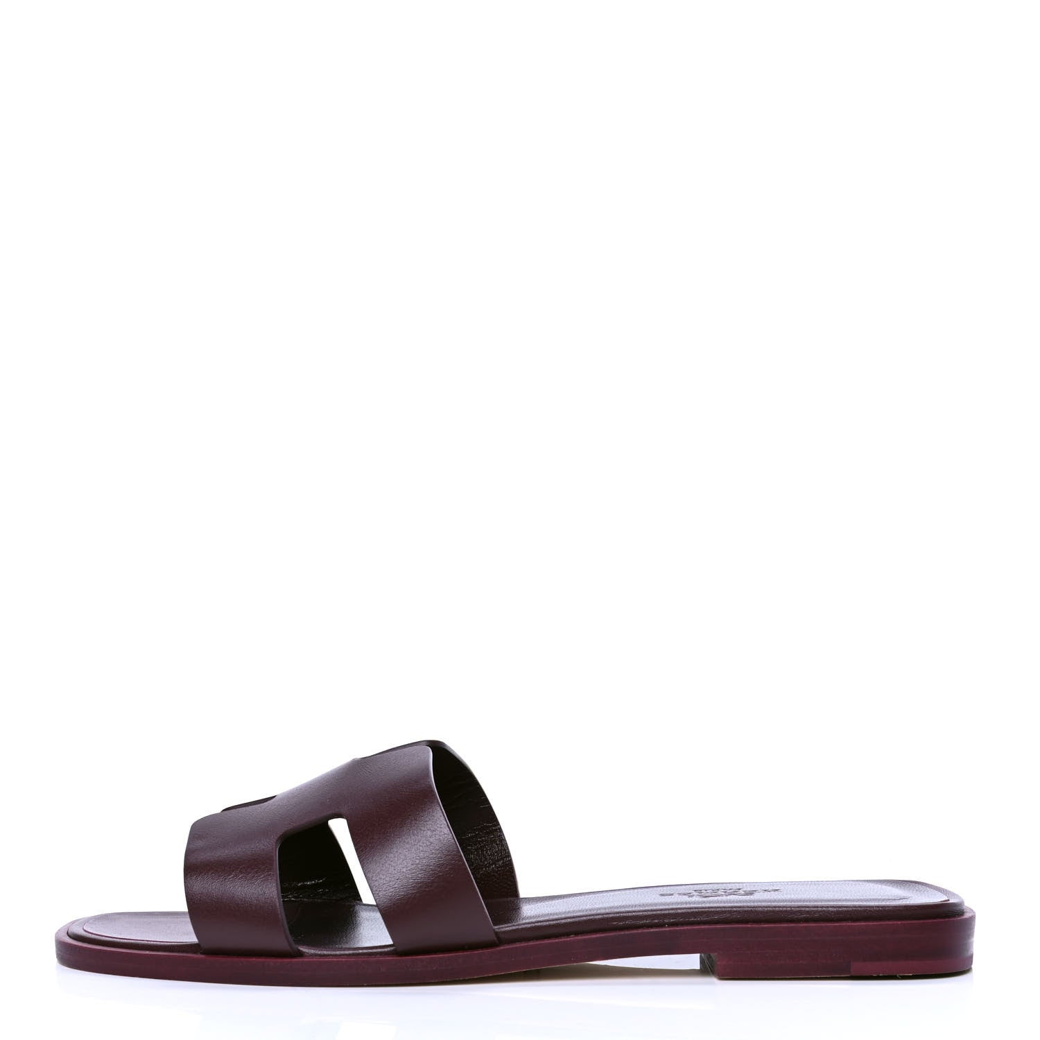Hermes Box Calfskin Oran Sandals 35 Bordeaux 1 of 5