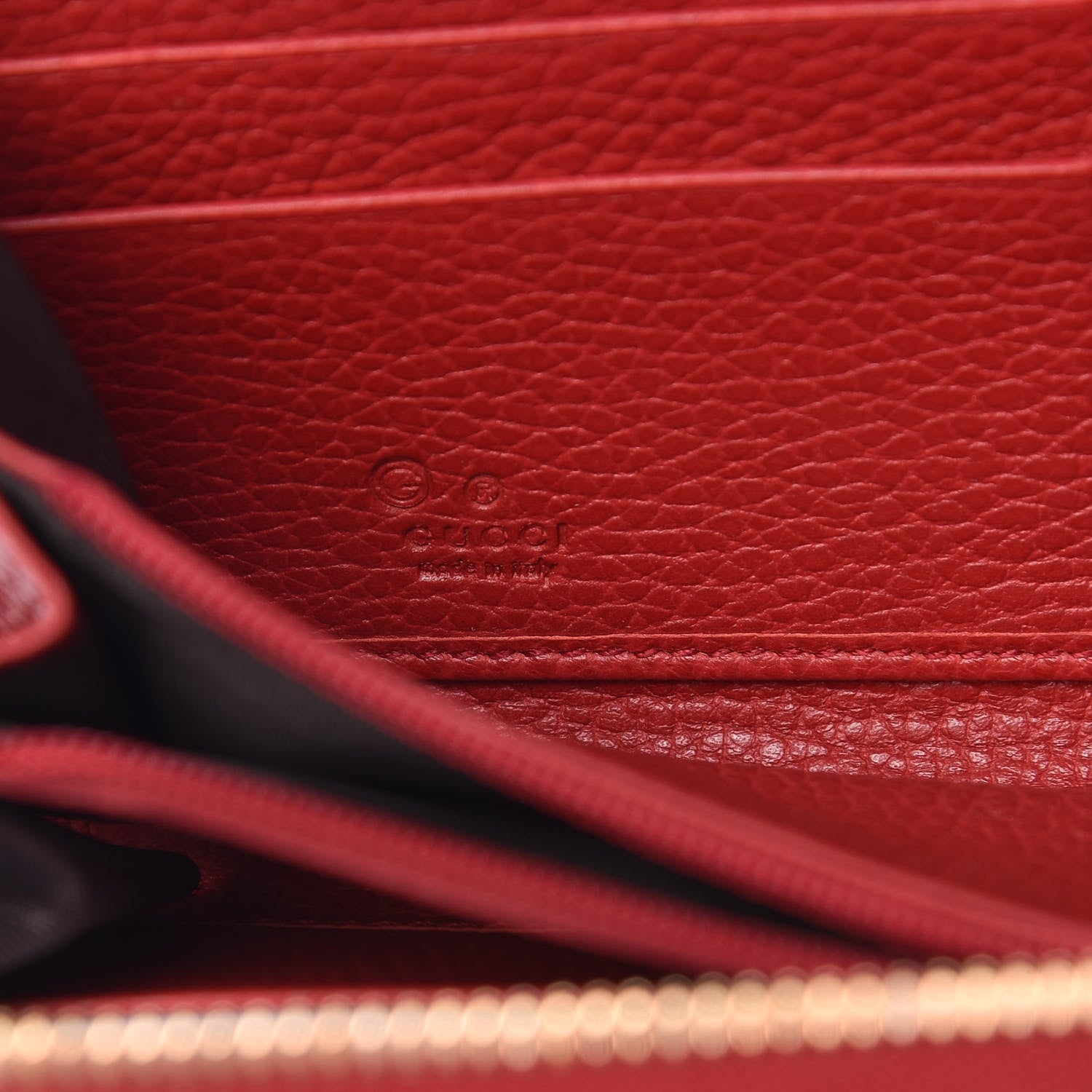 Gucci Monogram Dollar Calfskin Zip Around Wallet Beige Ebony Rosso 6 of 8