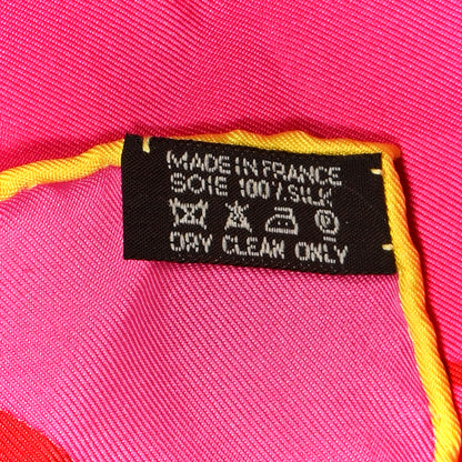 Hermes Silk Faune Lettree Scarf 90 Rose Indien Rouge Jaune Vif 3 of 4
