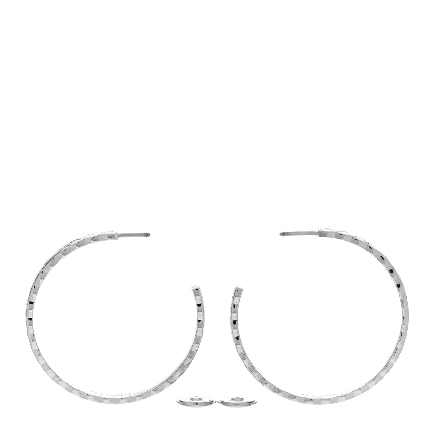 Chanel 18K White Gold Diamond Coco Crush Hoop Earrings 3 of 5