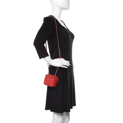 Chanel Caviar Quilted Mini Vanity Case With Chain Red 2 of 11