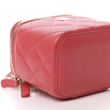 Chanel Caviar Quilted Mini Vanity Case With Chain Red 9 of 11
