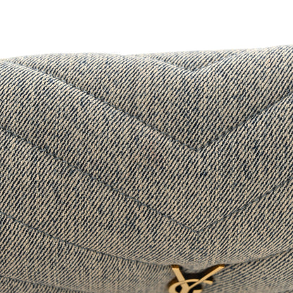Saint Laurent Denim Y Quilted Monogram Toy Loulou Crossbody Bag Grey 11 of 13