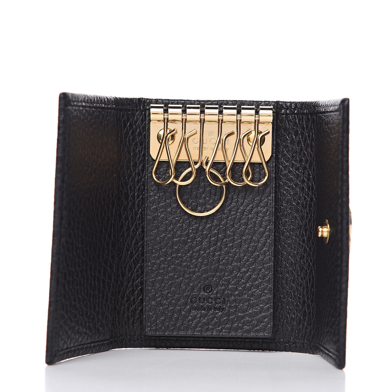 Gucci Pebbled Calfskin GG Marmont 6 Key Holder Black 5 of 6