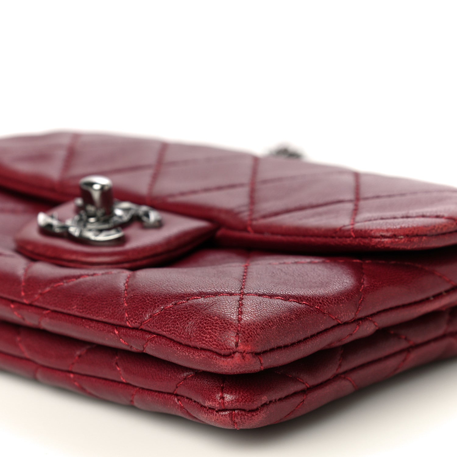 Chanel Lambskin Quilted Mini Mineral Nights Flap Crossbody Bag Dark Red 9 of 25