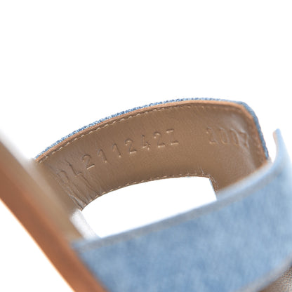 Hermes Denim Canvas Oran Sandals 35 Bleu Clair 8 of 9