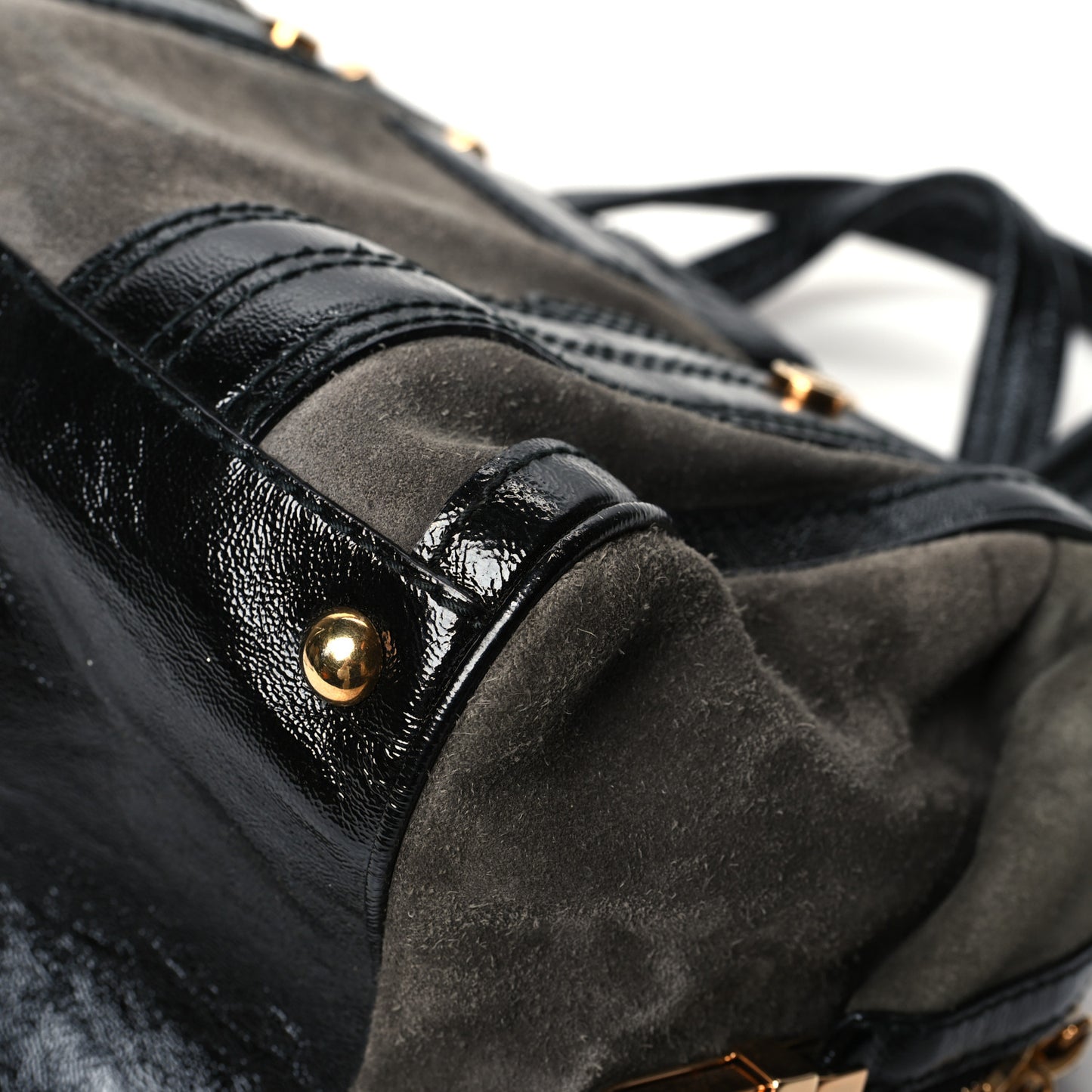 Suede Patent Calfskin Aviatrix Medium Boston Black Grey