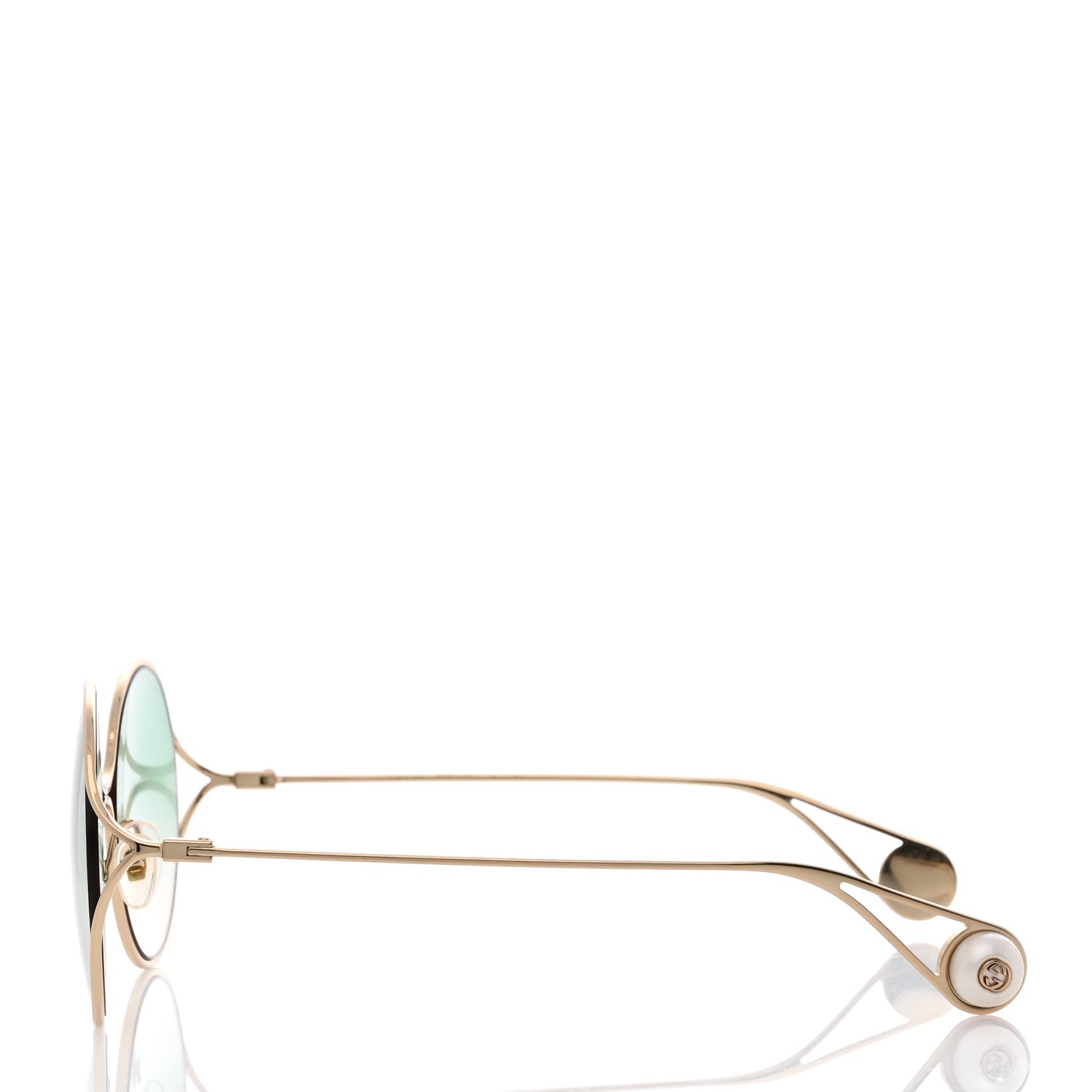 Gucci Metal Round Pearl Tip Sunglasses GG0253S Gold 3 of 8