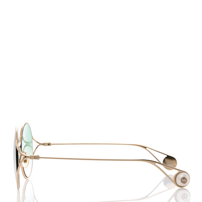 Gucci Metal Round Pearl Tip Sunglasses GG0253S Gold 3 of 8