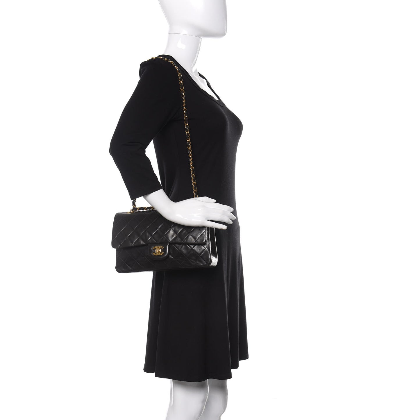 Lambskin Quilted Medium Double Flap Black