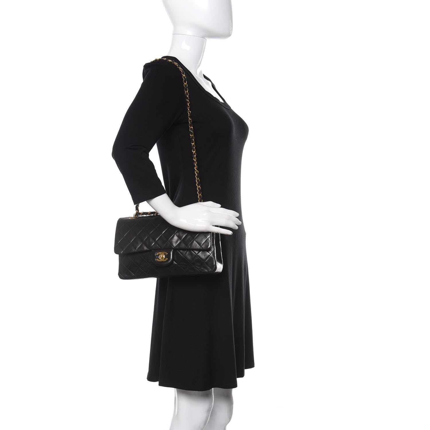 Chanel Lambskin Quilted Medium Double Flap Black 2 of 10
