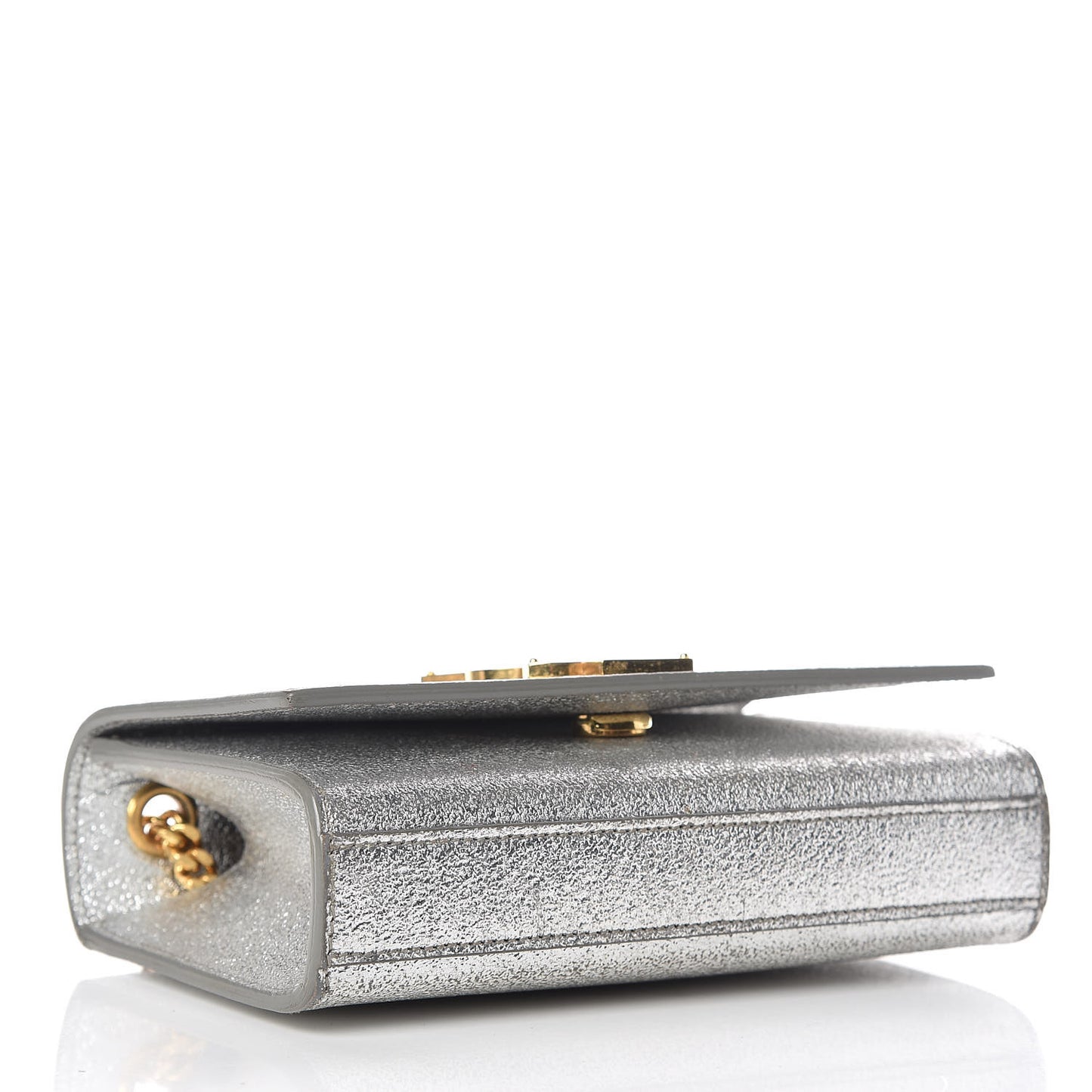 Metallic Calfskin Small Classic Monogram Kate Satchel Pale Gold