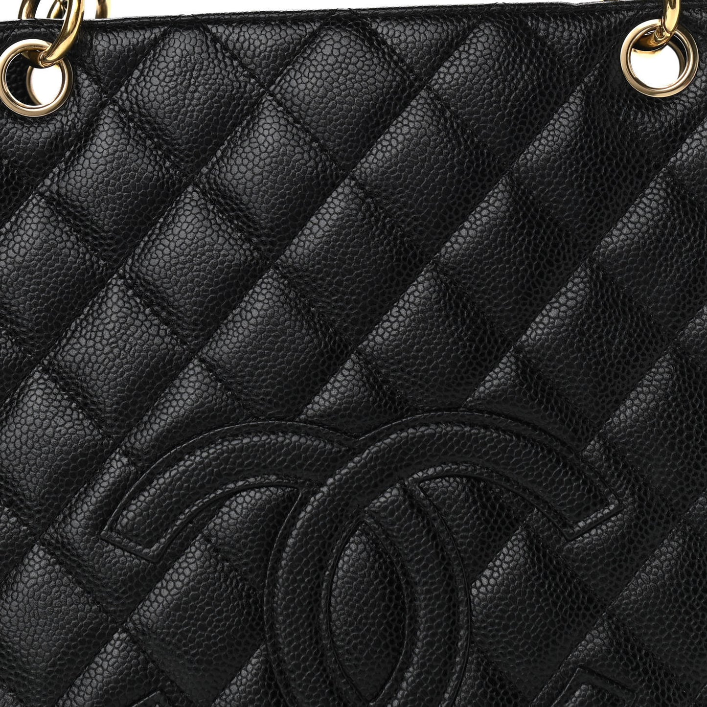 Caviar Quilted Petit Shopping Tote PST Black